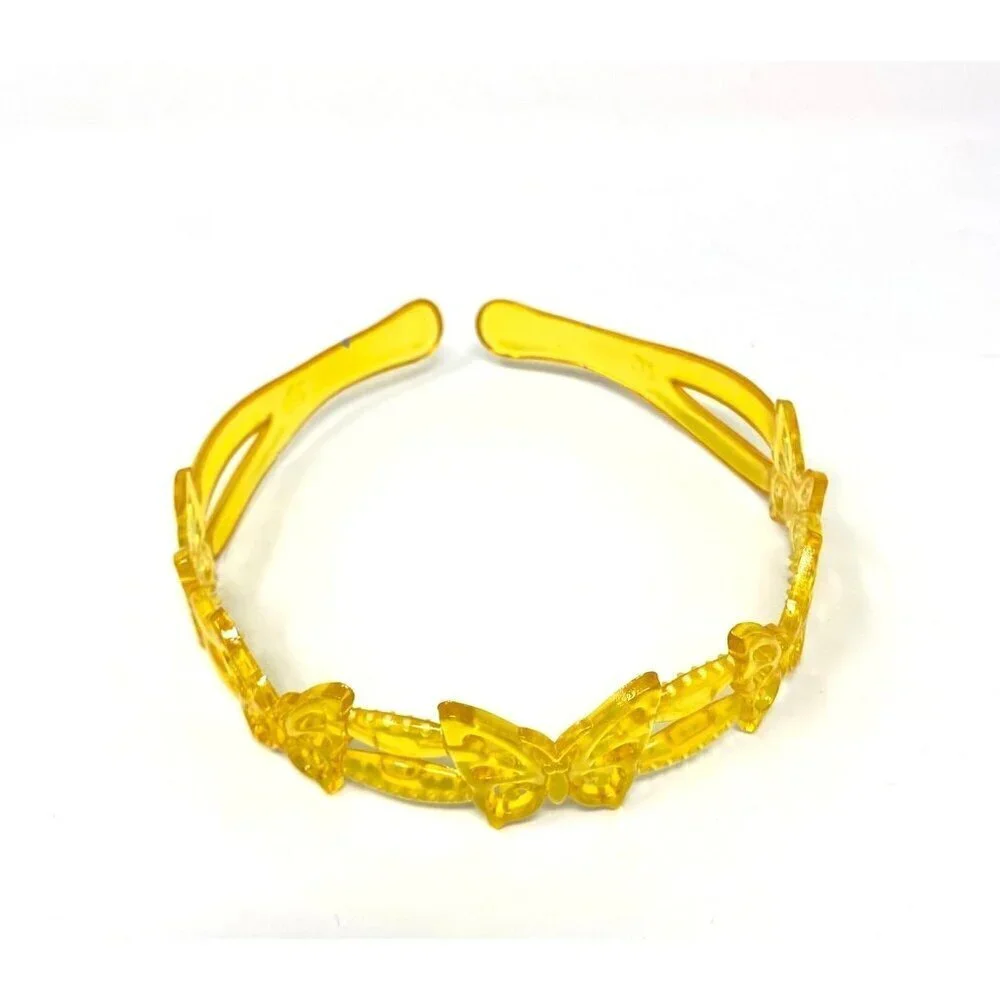 Headband Clear Yellow Plastic Butterfly Girls Preowned